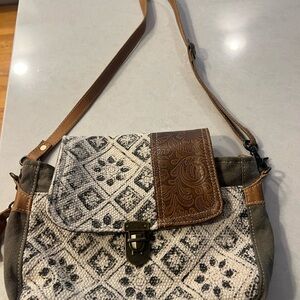 Myra Bag Black and Brown Patterned Crossbody